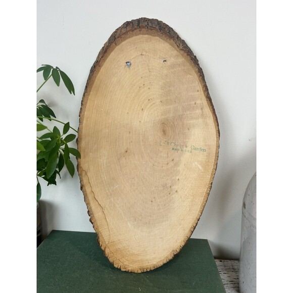 Vintage Jesus Decoupage on Wood with Bark 17” Wall Hanging Christ In The Garden - Picture 7 of 7